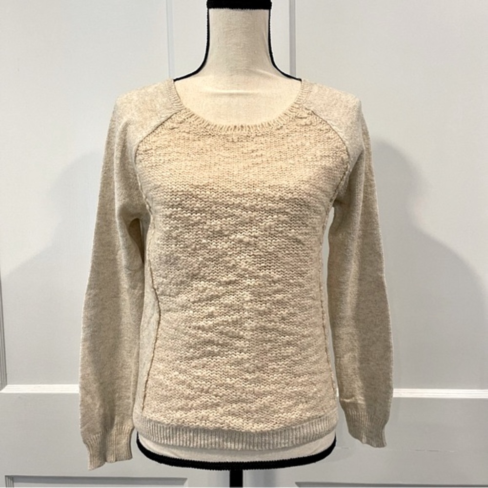 Silence + Noise Raglan Sleeve Crew Neck Mix Stitch Sweater